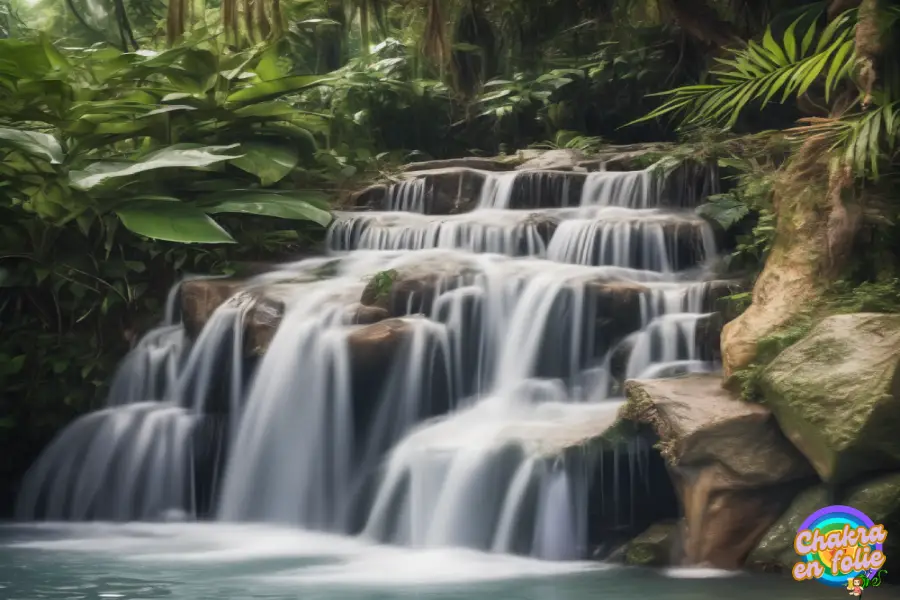 Une cascade d'eau grande dans la jungle , chakraenfolie.com
