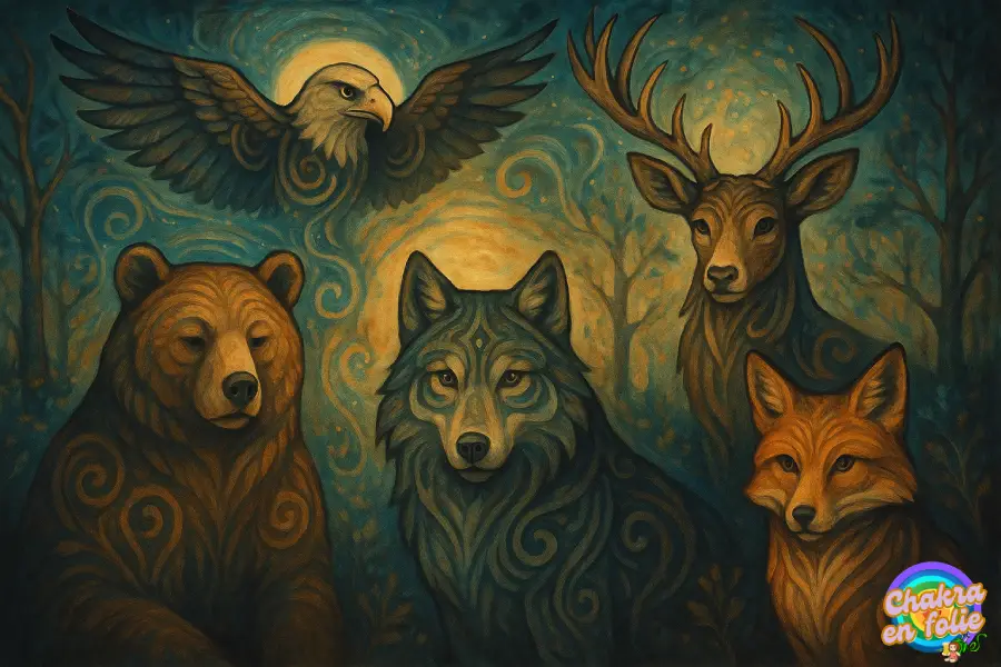 Animaux totem amérindiens en peinture , chakraenfolie.com