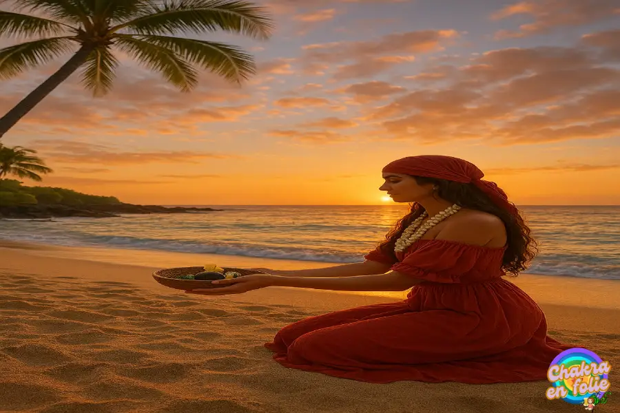 Offrande sur une plage, chakraenfolie.com