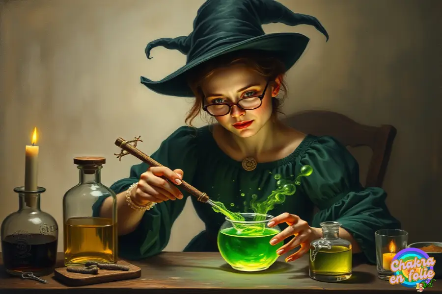 Sorcière verte mystique , chakraenfolie.com