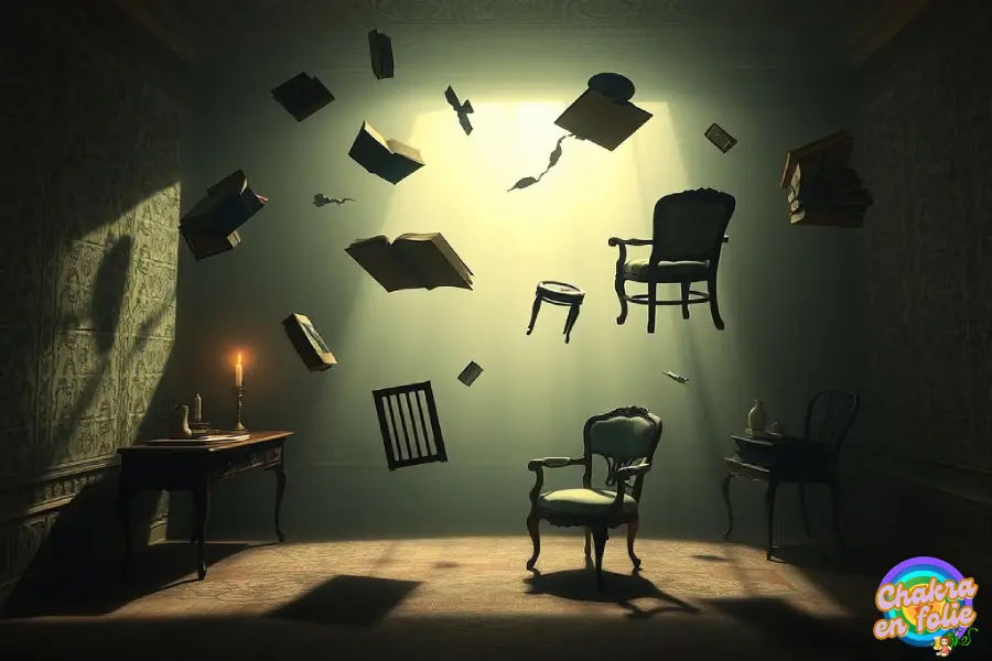 Objet qui vol dans une pièce sombre, chakraenfolie.com