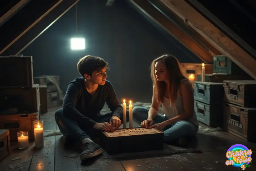 Séance de ouija de 2 personnes dans un grenier, chakraenfolie.com